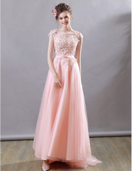 Rochie de seara lunga roz pal